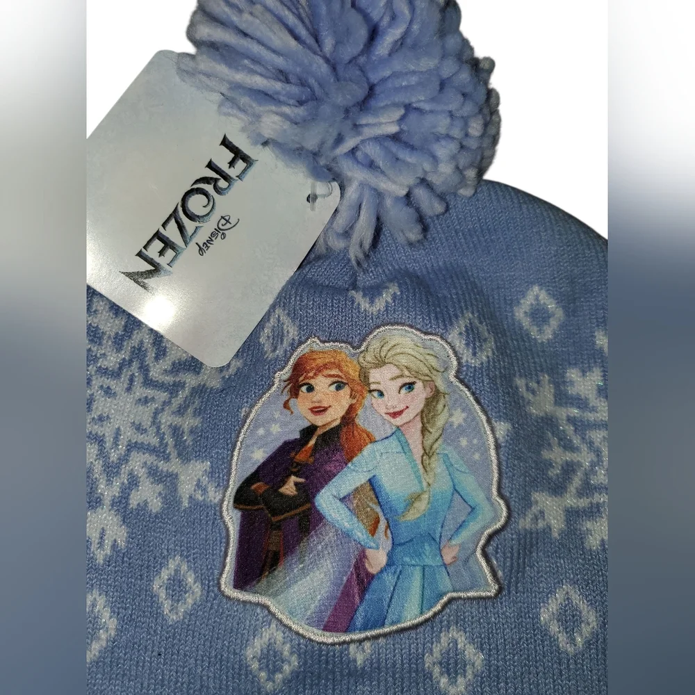 Disney Frozen Blue and White Beanie with Pom Pom NWT